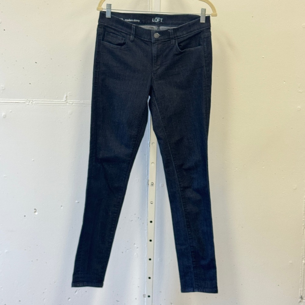 Ann Taylor Loft Modern Skinny Jeans Dark Indigo Wash Size 28/6 Stretch Denim